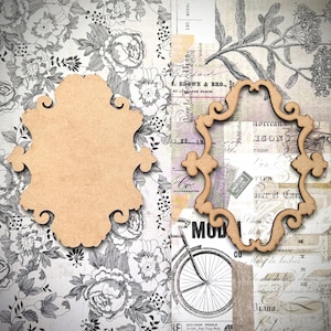 Laser Cut MDF Picture Frame Set: Vintage Decoupage Ornaments