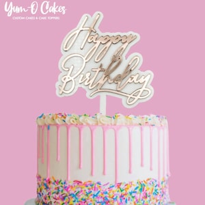 Laser Cut Acrylic Happy Birthday Glam Cake Topper Happy Birthday Cake Topper Party Decoration Happy Birthday Cake