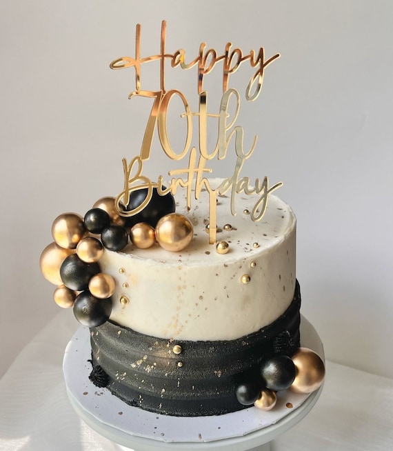 Decorazione Per Torta "Happy Birthday" In Acrilico Oro, 14x10 Cm, Riutilizzabile E Lavabile
