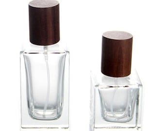 Empty Glass Perfume Spray Bottle Atomiser Wooden Cap