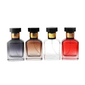 30ml Empty Glass Perfume Bottle - Octagon Cap, Transparent Black Bottle