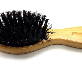 Flair Brush 100% Pure Small Boar Bristle Soft Hair Brush Mini - Bamboo Handle