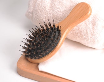 Flair Bamboo Boar Bristle Nylon Mix Detangling Hair Brush (Mini) Travel Size