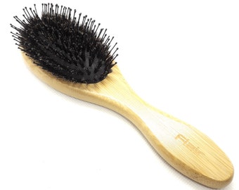 Flair Bamboo Natural Boar Bristle Nylon Mix Soft Detangling Hair Brush (Medium)