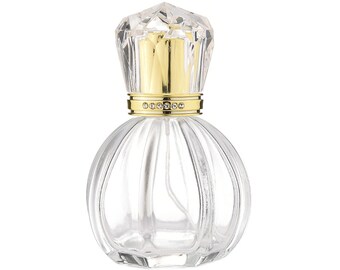 50ml Empty Glass Perfume Spray Bottle Atomizer Refillable Crystal Cap Gold Oval