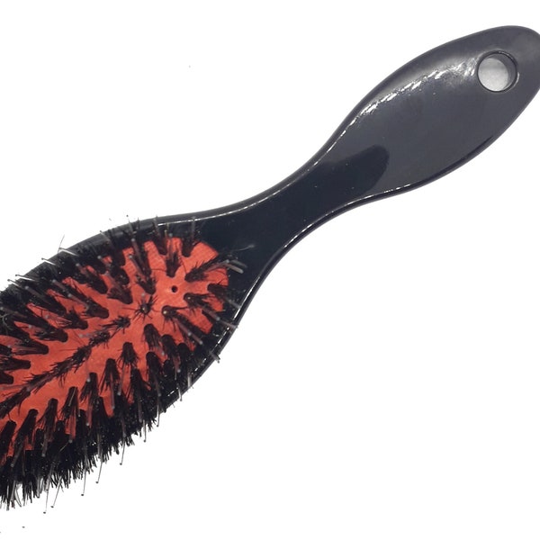 Flair Brush Natural Boar Bristle and Nylon Bristle Small Hair Brush - Handy Size with soft touch handle