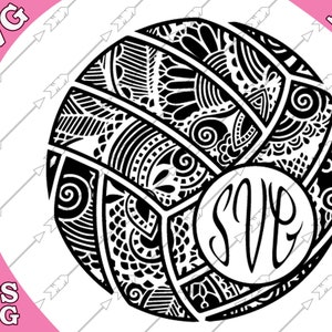Download Volleyball Svg Mandala Valleyball Zentangle Etsy