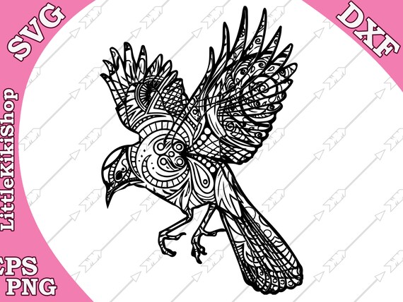Download Zentangle Bird Svg Mandala Bird Svg Zentangle Etsy