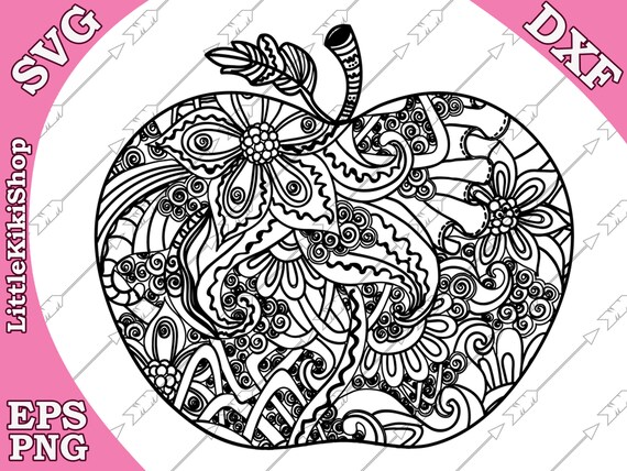 Download Zentangle Apple Svg Mandala Apple Svg Doodle Etsy
