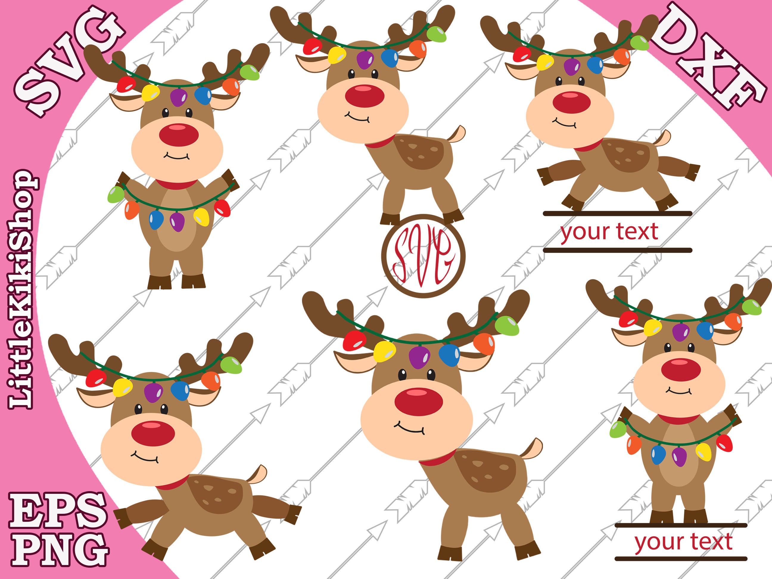 Download Reindeer Lights Svg Christmas Reindeer Svg Etsy
