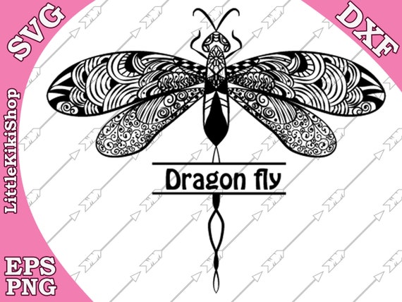 Download Zentangle Dragonfly Monogram Svg Mandala Etsy