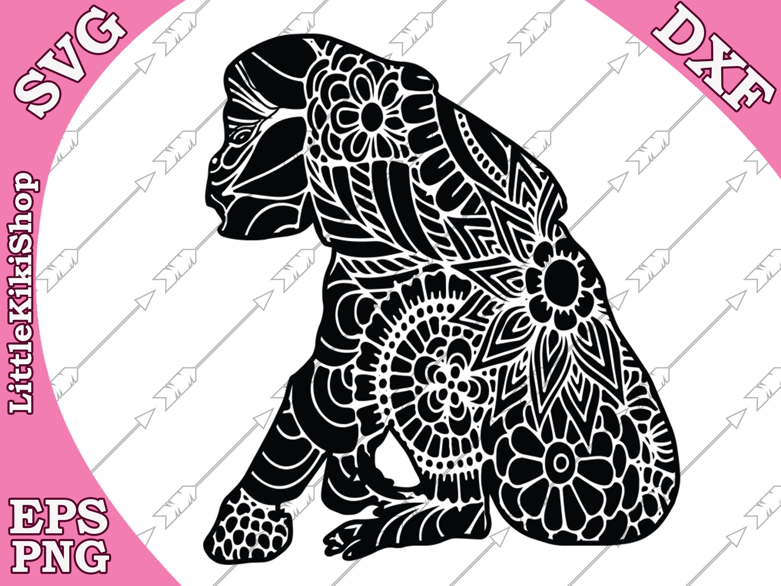 Download Zentangle Monkey Svg Mandala Monkey Svg Zentangle Etsy