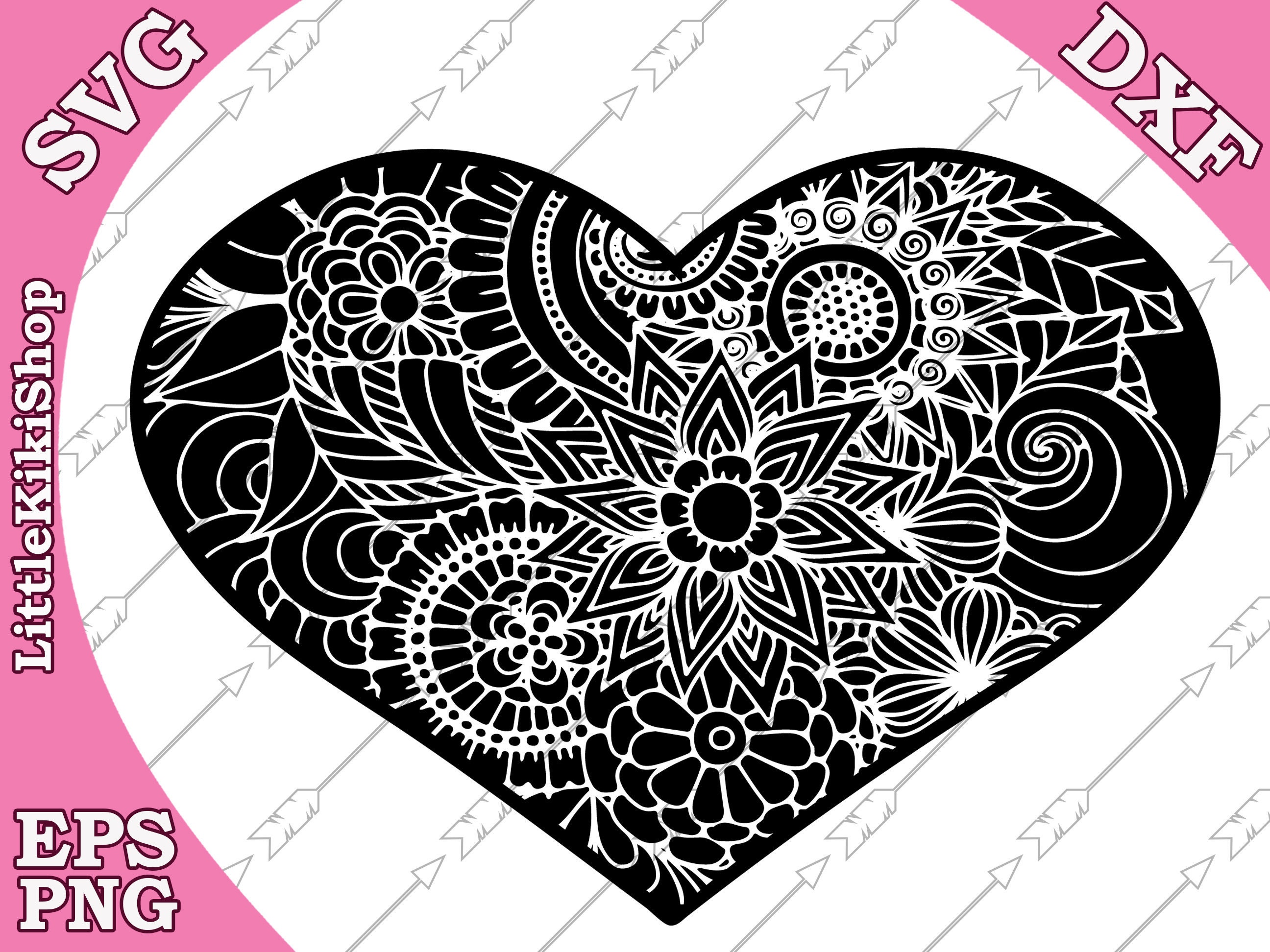 Download Zentangle Heart Svg Mandala Heart Svg Zentangle Etsy