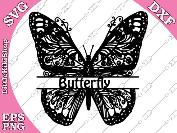 Download Zentangle Butterfly Monogram Svg Mandala Etsy
