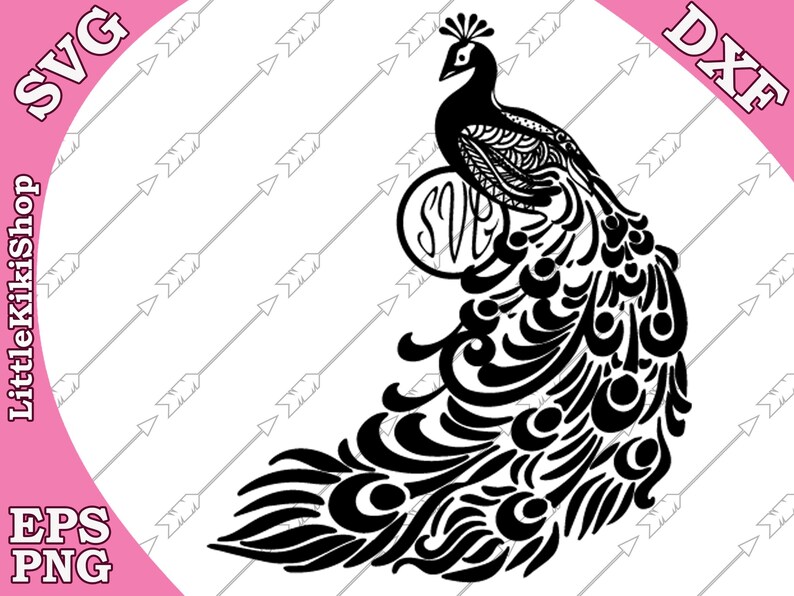 Download Zentangle Peacock Monogram Svg: MANDALA PEACOCK | Etsy
