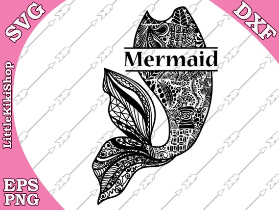 Download Free Zentangle Mermaid Tail Monogram Svg Mandala Mermaid Etsy SVG Cut Files