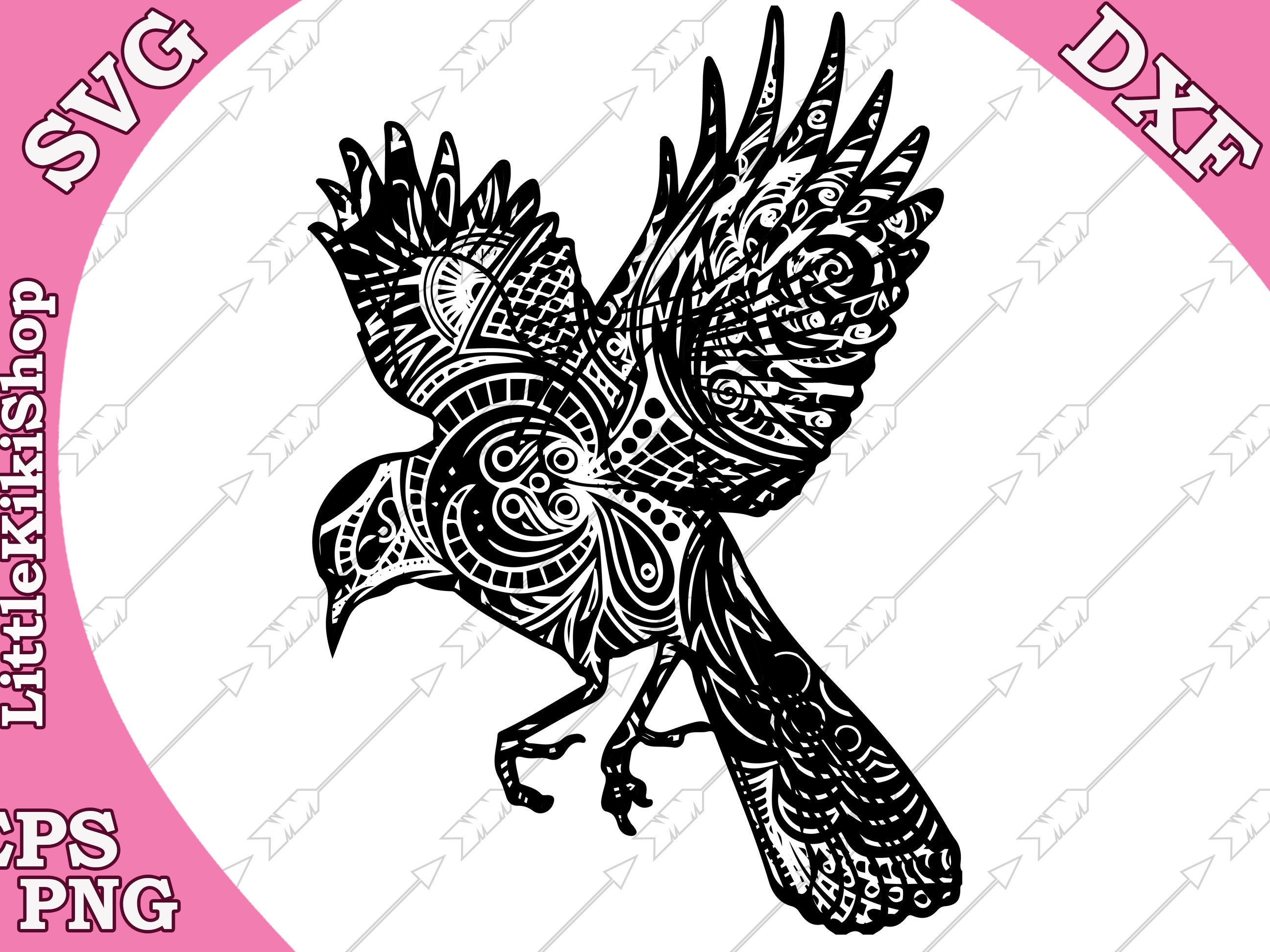 Download Zentangle Bird Svg Mandala Bird Svg Zentangle Etsy