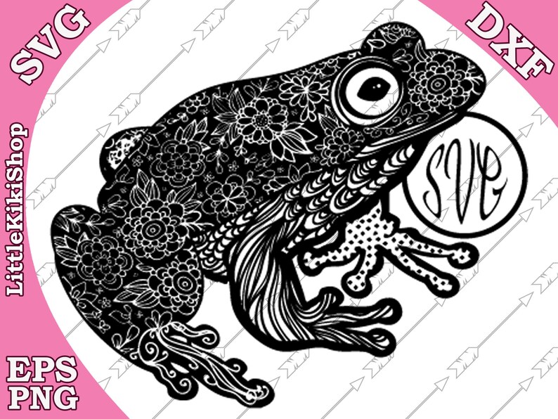 Download Clip Art Frog Monogram Svg Zentagle For Cricut Silhouette Cut File Intricate Svg Mandala Frog Svg Frog Cut File Zentangle Frog Svg Cricut Svg Art Collectibles