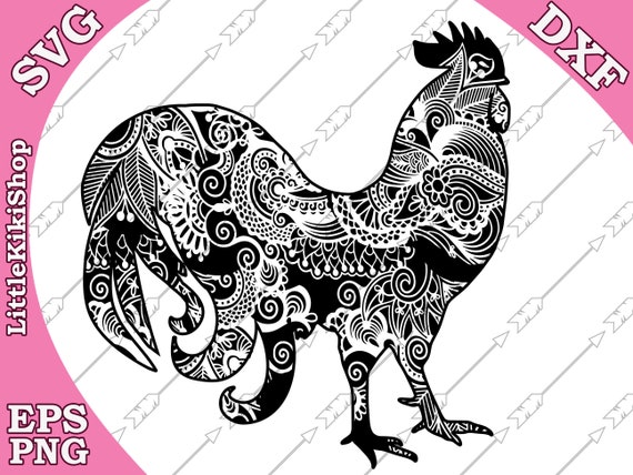 Download Zentangle Rooster Svg Mandala Rooster Svg Etsy