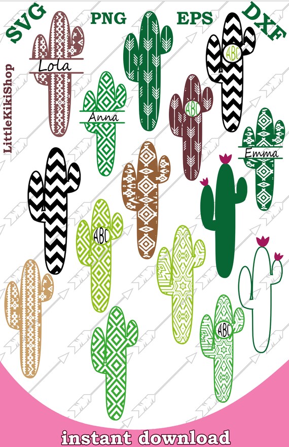 Cactus Monogram Svg Bundle Monogram Svg Western Etsy