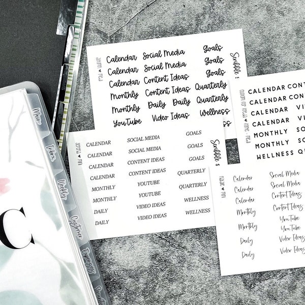 CUSTOM MULTI Script Stickers, Tab Labels, Headers    | [@PLANNERSHOPS] |     Minimal Planner; Joy, Forte, Dance, Serena, Autumn, Natalie