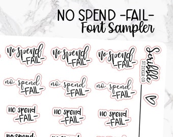 NO SPEND -FAIL- Mixed Fonts Script Stickers    |     Minimal Paper Planner Stickers