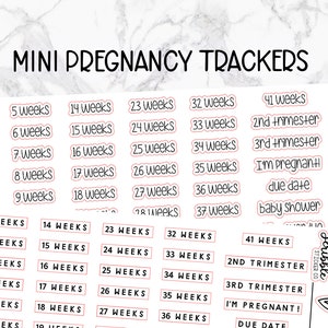 PREGNANCY TRACKER Joy Mini Script Stickers       |      Minimal Paper Planner Stickers