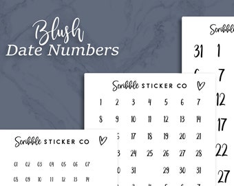 BLUSH Number Stickers     |     Minimal Paper Planner Stickers