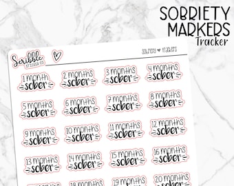 SOBRIETY Marker Script Stickers   |   Minimal Paper Planner Stickers (Accent Collection)