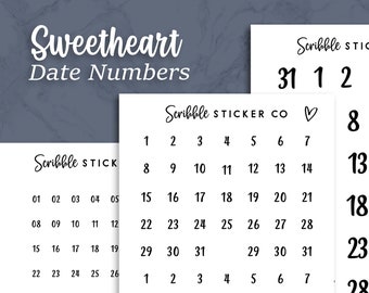 SWEETHEART NUMBER Stickers    | Micro, Mini, Medi |   Minimal Paper Planner Stickers