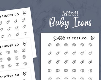 BABY - MINI Icon Stickers     |   |     Minimal Paper Planner Stickers