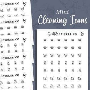 CLEANING MINI Icon Stickers Minimal Paper Planner Stickers image 1