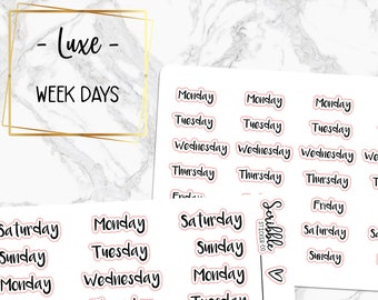 LUXE Week Day Script Stickers   |  Minimal Paper Planner Stickers