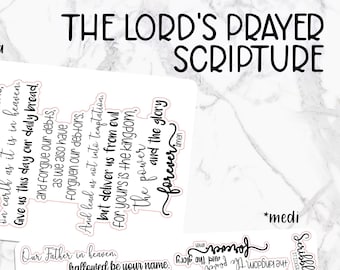 The LORD's PRAYER Scripture Script Stickers   |  Minimal Paper Planner Stickers