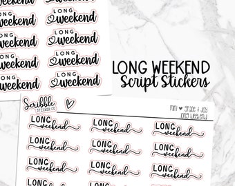 LONG WEEKEND Script Stickers   |  Minimal Paper Planner Stickers