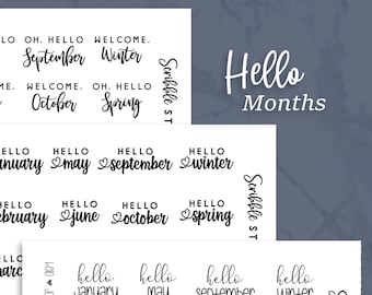 HELLO Months & Seasons Script Stickers     | Blush, Joy, Sweetheart |   Minimal Paper Planner Stickers