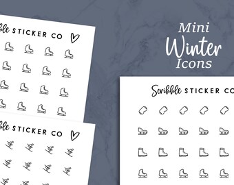 WINTER - MINI Single Icon Stickers       |      Minimal Planner & Bujo Stickers