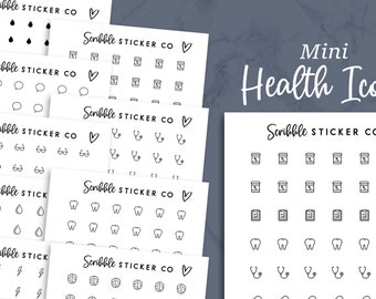 HEALTH - MINI Single Icon Stickers    | Medical, Therapy, Dental, Vision, Etc |    Minimal Paper Planner & Bujo Stickers