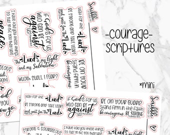 COURAGE Scripture Script Stickers   |  Minimal Paper Planner Stickers