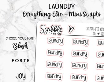 LAUNDRY - Everything Else Mini Script Stickers    |    Minimal Paper Planner Stickers