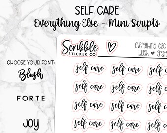 SELF CARE - Everything Else Mini Script Stickers    |    Minimal Paper Planner Stickers