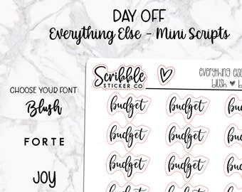 BUDGET - Everything Else Mini Script Stickers    |    Minimal Paper Planner Stickers