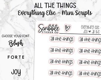 ALL THE THINGS - Everything Else Mini Script Stickers    |    Minimal Paper Planner Stickers