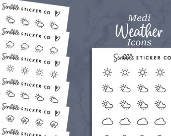 WEATHER - MEDI Icon Stickers     |     Minimal Paper Planner & Bujo Stickers