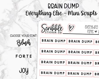 BRAIN DUMP - Everything Else Mini Script Stickers     |    Minimal Paper Planner Stickers