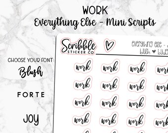 WORK  - Everything Else Mini Script Stickers     |     Minimal Paper Planner Stickers