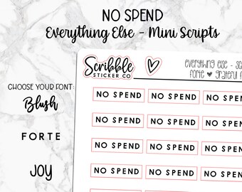 NO SPEND - Everything Else Mini Script Stickers    |    Minimal Paper Planner Stickers
