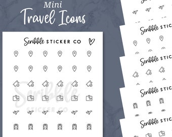 TRAVEL - MINI Icon Sticker    |   Minimal Paper Planner & Bujo Stickers