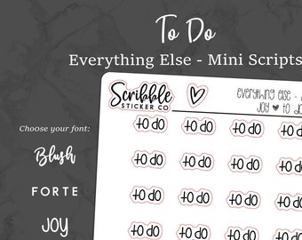 TO DO - Everything Else Mini Script Stickers    |    Minimal Paper Planner Stickers