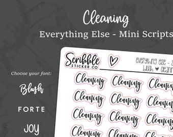 CLEANING - Everything Else Mini Script Stickers    |    Minimal Paper Planner Stickers